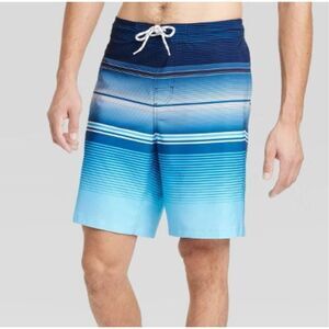 Mens Goodfellow Blue Stripe 9” Board shorts With Liner Size XL New